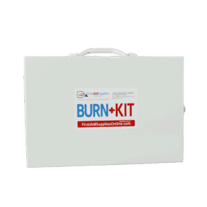 Industrial Emergency Burn Kit in Metal 2-shelf first aid box