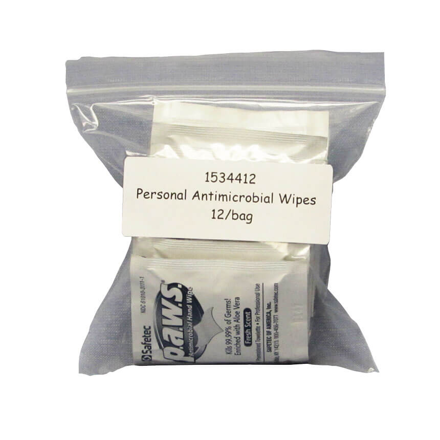Personal Antimicrobial Wipes - 20/bag -front view