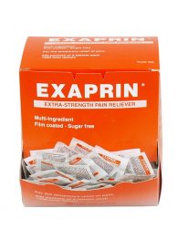 Exaprin extra strength pain reliever 500 packet box - open view