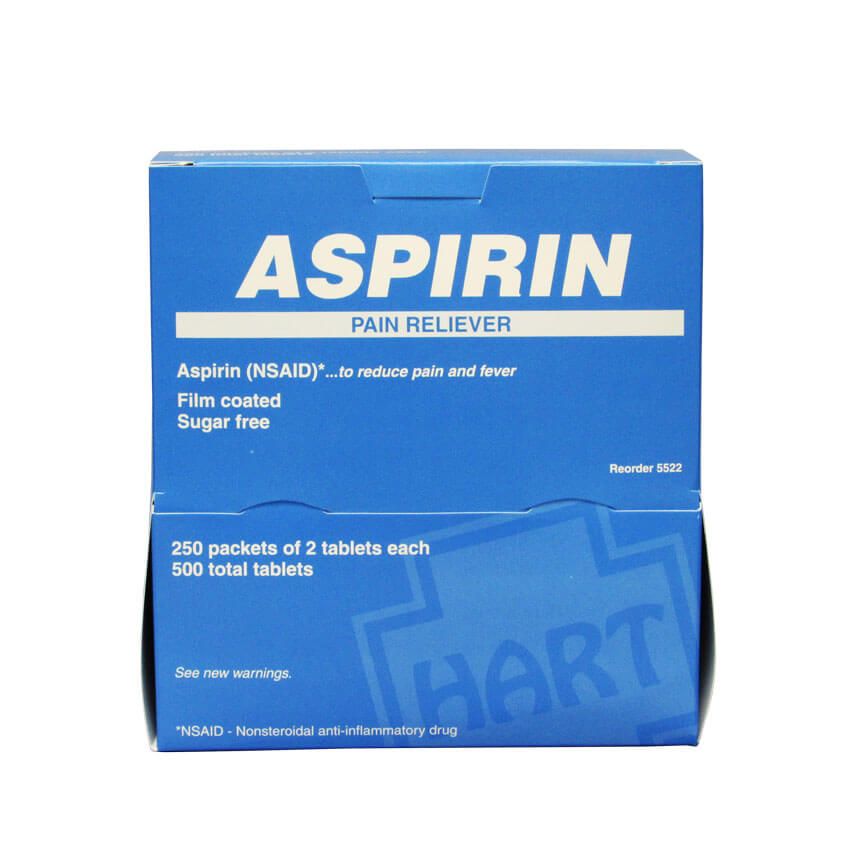 Aspirin Pain Reliever - 250 Packet Box - front view