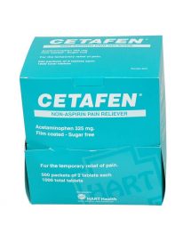 Cetafen non-aspirin tablets 500 packet box - front view
