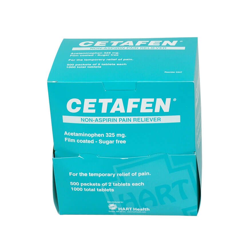 Cetafen non-aspirin tablets 500 packet box - front view