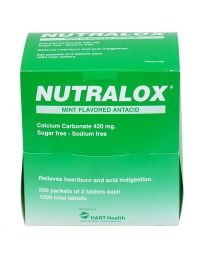 Nutralox antacid tablets 500 packet box - front view