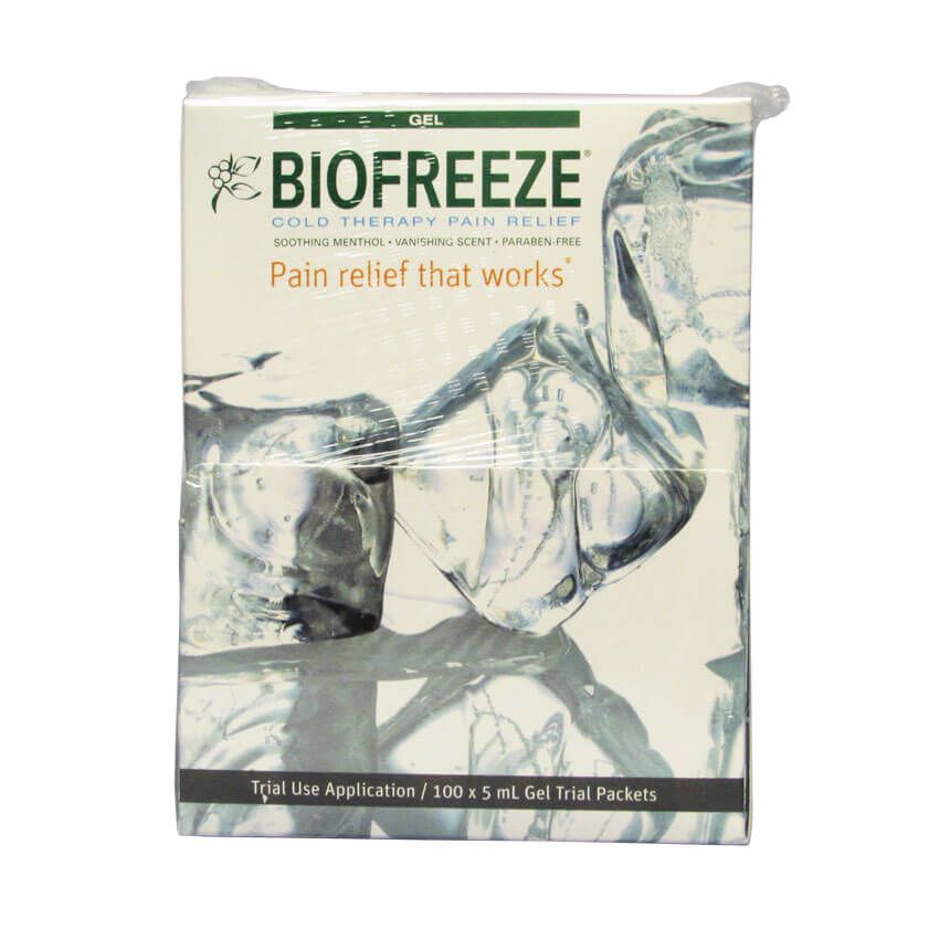 Biofreeze Pain Relieving Gel - 100 packet box - front view