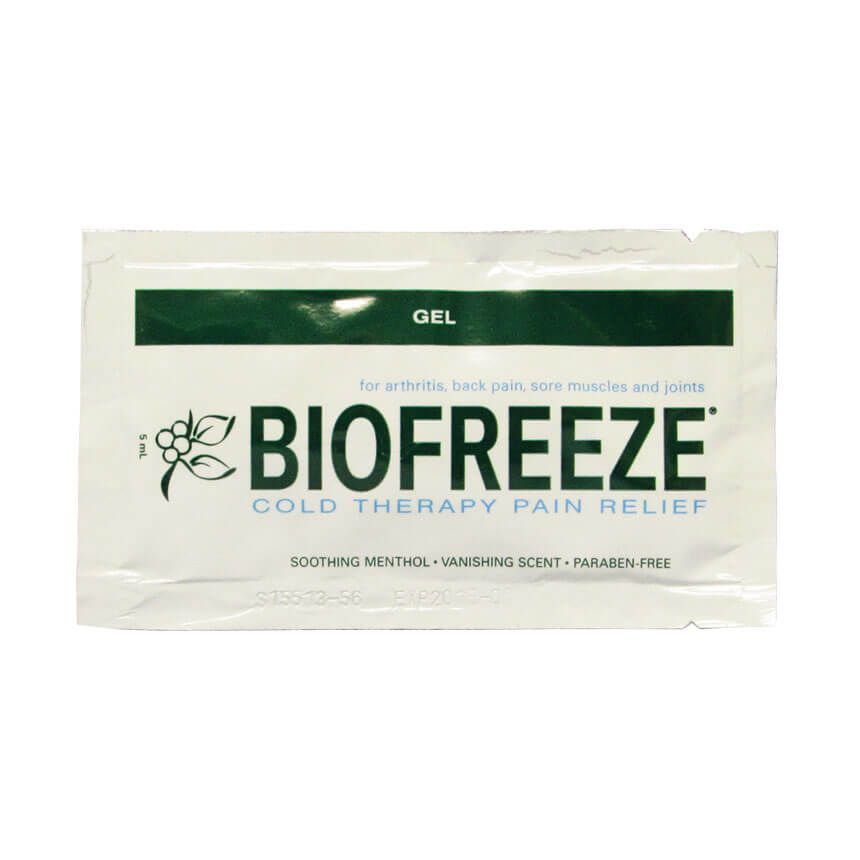 Biofreeze Pain Relieving Gel - Individual 5 gram foil packets - front view