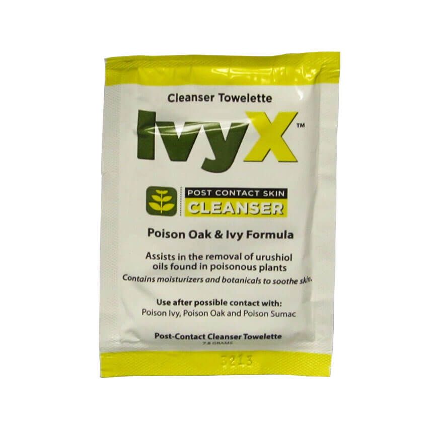 IvyX Poison Oak & Ivy Post Contact Skin Cleanser individual packet - front view