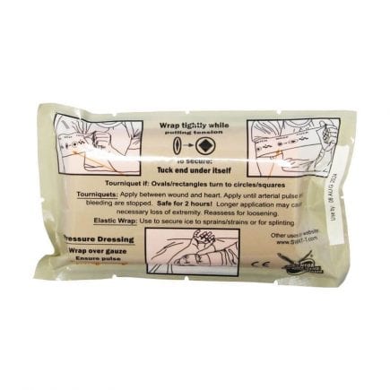 Swat-T stretch wrap and tuck multipurpose stop bleeding product.