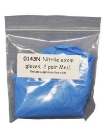 Two pairs of medium nitrile exam gloes in a zip lock bag for your first aid kit.
