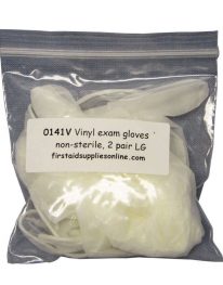 Two pair vinyl exam gloves in zip lock bag.