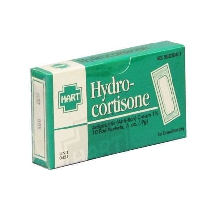 Hydrocortisone cream in a standard ten count unit box.