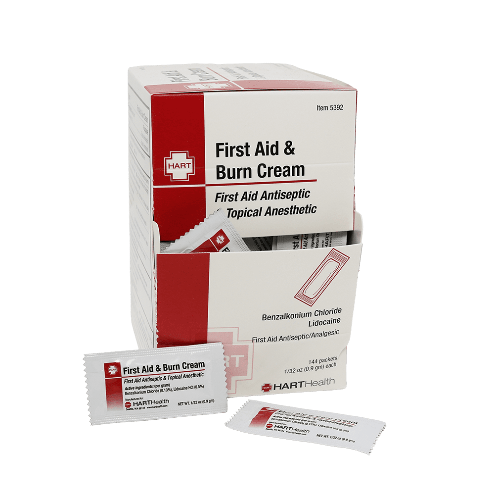 Hart Health First Aid and Burn Cream - 144 count dispenser box.