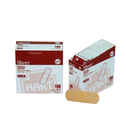 1” x 3” Sheer Strip Plastic Bandages 100/box - display view
