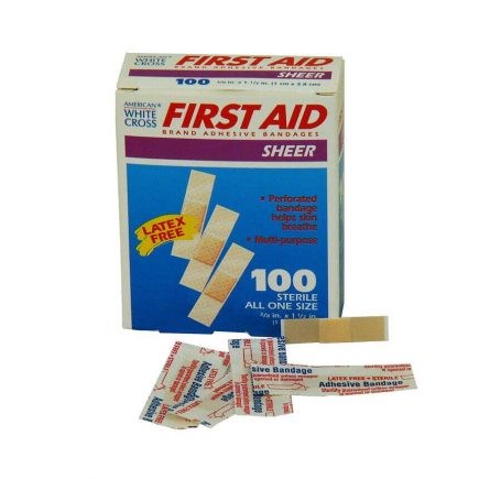 Small Sheer Strip Adhesive Bandages 100/box - display view