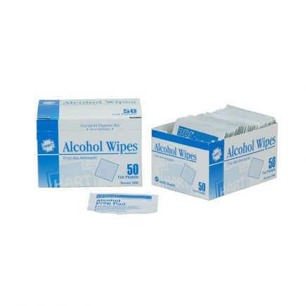 Alcohol Wipes 50 count box - display view