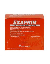 Exaprin extra-strength pain reliever 50 packet box - front view