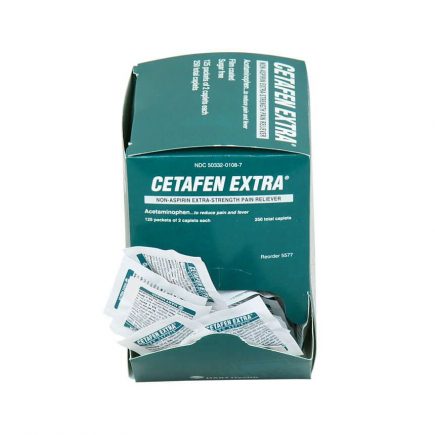 Cetafen maximum strength non-aspirin tablets 125 packet box - open view