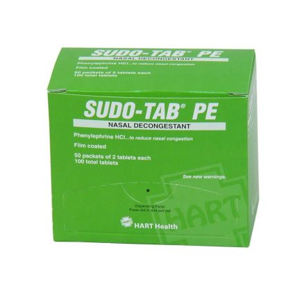 Sudo-Tab PE sinus decongestant - 50 packet box front view