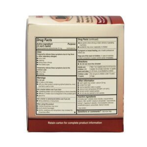 Diphen Hay Fever Allergy Relief caplets 200 box - rear view