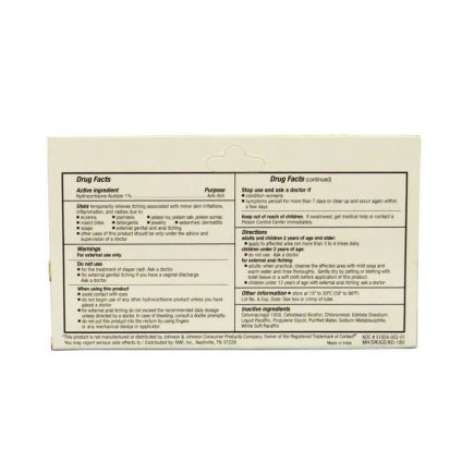 Anti-itch hydrocortisone cream, 1 oz. tube - rear view