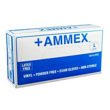 Vinyl exam gloves, large - 100 box front view