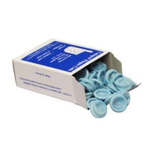 Blue latex finger cots large - 144 box open view