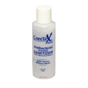 Hand sanitizer in a 4 oz. squeeze bottle - front view