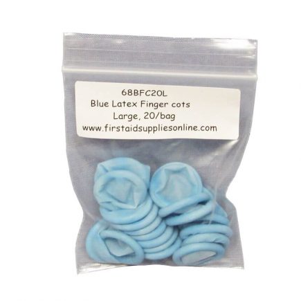 Blue Finger Cots size large - 20 count bag