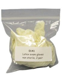 Latex exam gloves, two pair bag.