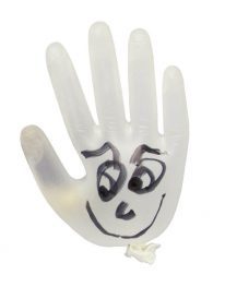 Vinyl exam glove inflated - front view