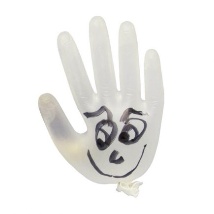 Vinyl exam glove inflated - front view