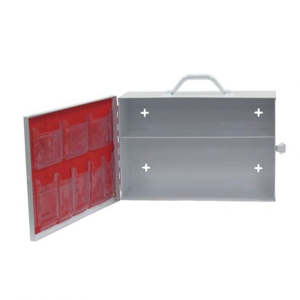 Small Industrial First Aid Kit Cabinet Empty - open view
