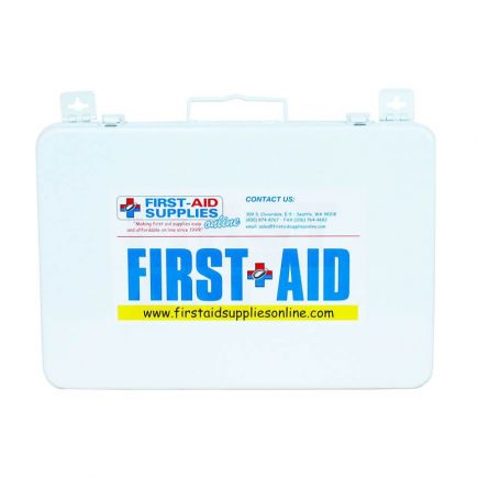 Thirty-six unit steel first aid kit - front view