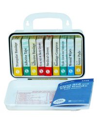 Ten unit plastic first aid kit - open view