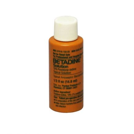 Betadine topical solution - front of bottle view.