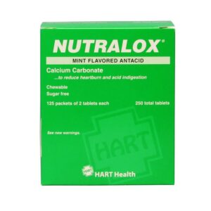 Nutralox antacid tablets 250 packet box - front view