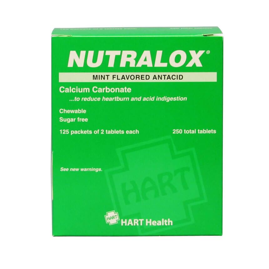 Nutralox antacid tablets 250 packet box - front view