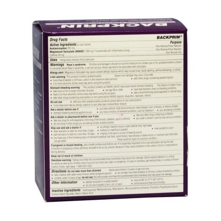 Backprin Back Pain Tablets - rear view