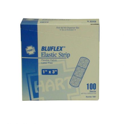 BluFlex woven flexible elastic blue strips 100/box - front view