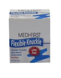 Blue, metal detectable flexible knuckle bandage 50/box - front view