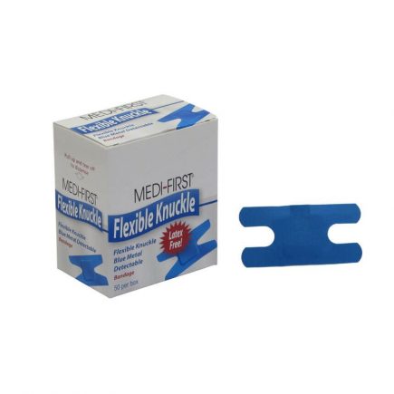 Blue, metal detectable flexible knuckle bandage 50/box - alternate display view