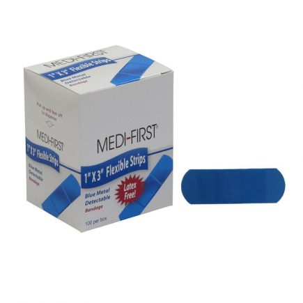 Blue Metal Detectable Flexible Strip Bandage 100/box - display view