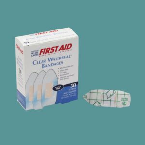 Clear Waterseal Bandages - blue back ground view