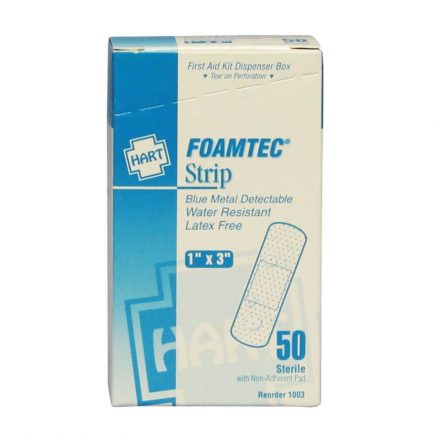 Foamtec Blue Foam Metal Detectable  Adhesive Bandages, 1
