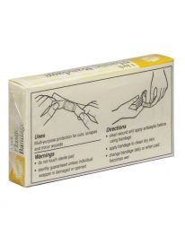 1" x 3" adhesive strip 16 count unit box - back of package view.