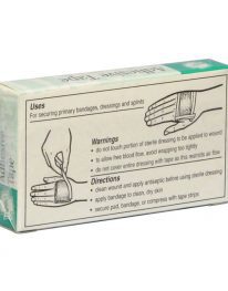 Waterproof adhesive tape in unitized box - back view.