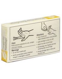 Back of package illustrations for bandage use.