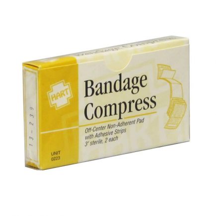 Bandage compress in unit box - front view.