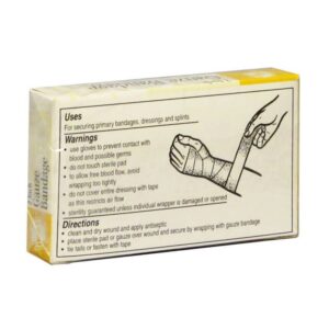 Unit box of two rolled gauze bandages - illustrated use back of package.