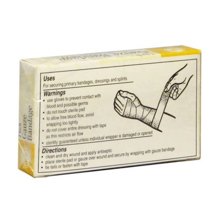 Unit box of two rolled gauze bandages - illustrated use back of package.