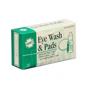 Eye wash and pads in unitized box